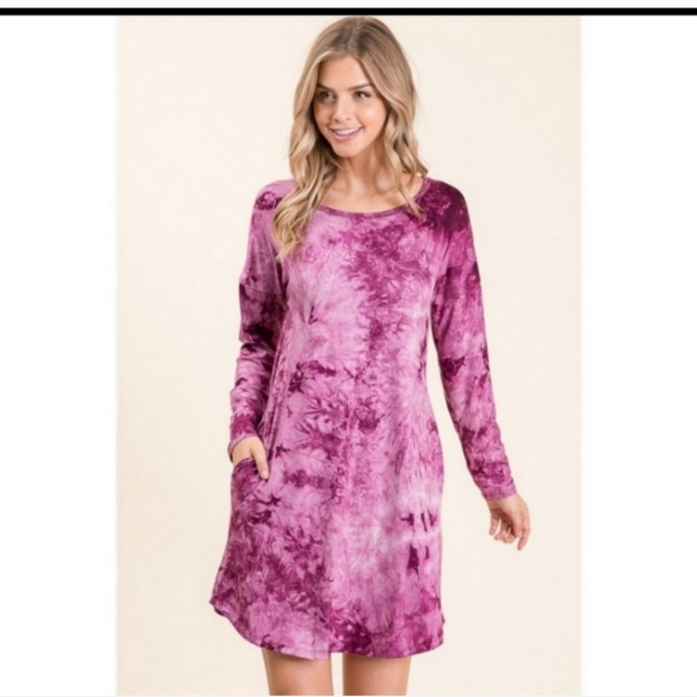 Tie dye long sleeve dress